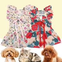 Pet Dress with Fashion Flowers Durable Pet Dress with Fine Workmanship Charming Floral Princess Dress Breathable Pet for Small Dresses