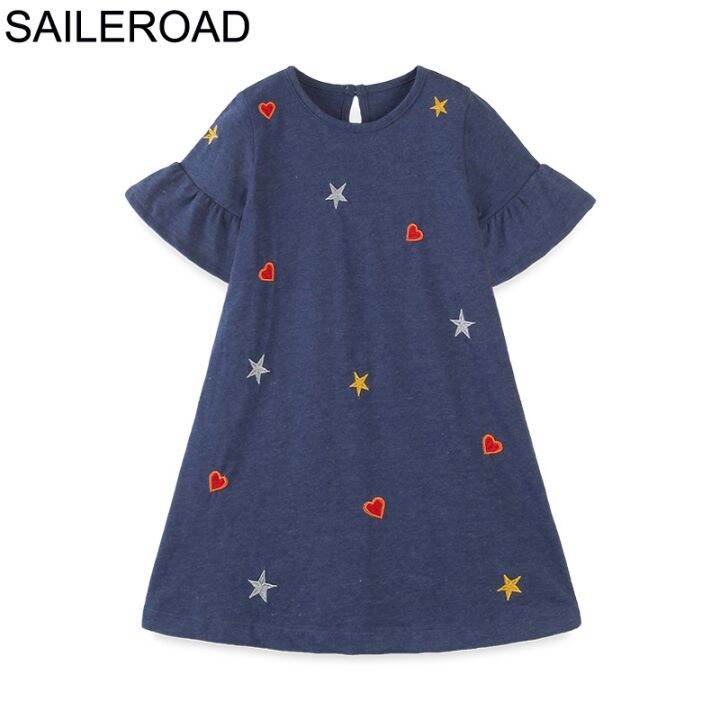 jeansame-dress-saileroad-2-8-y-สาวยูนิคอร์นชุดเด็กแขนสั้นชุดเด็กทารกชุดเจ้าหญิงฤดูร้อนผ้าฝ้ายเด็กสวมชุด