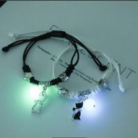 2Pcs Fashion Luminous Couple Bracelets For Women Men Cute Animal Cat Moon Star Lock Key Pendant Jewelry Friendship Lover Gifts Wireless Earbuds Access