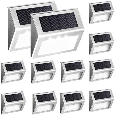 246810pcs 3Led Solar Lamp Stainless Outdoor Waterproof Wall Light Garden Landscape Path Stair Steps Deck Balcony Fence Light