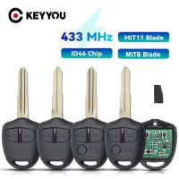 KEYYOU 2ปุ่มรีโมทปุ่มควบคุม Fob 433Mhz ชิป PCF7936 ID46สำหรับ MITSUBISHI Triton Pajero Outlander ASX Lancer MIT8