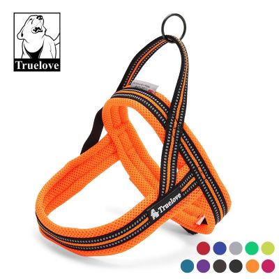 [HOT!] Truelove Mesh Padded Strap Dog Harness No Pull Dog Harness Small Large 3M Reflective Pet Dog Harness Nylon Soft Bulldog Orange