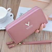 Women 39;s Wallet Double Zipper Top Quality Pu Leather Female Long Solid Color Coin Purses Ladies Wristband Card Holder Clutch Bag