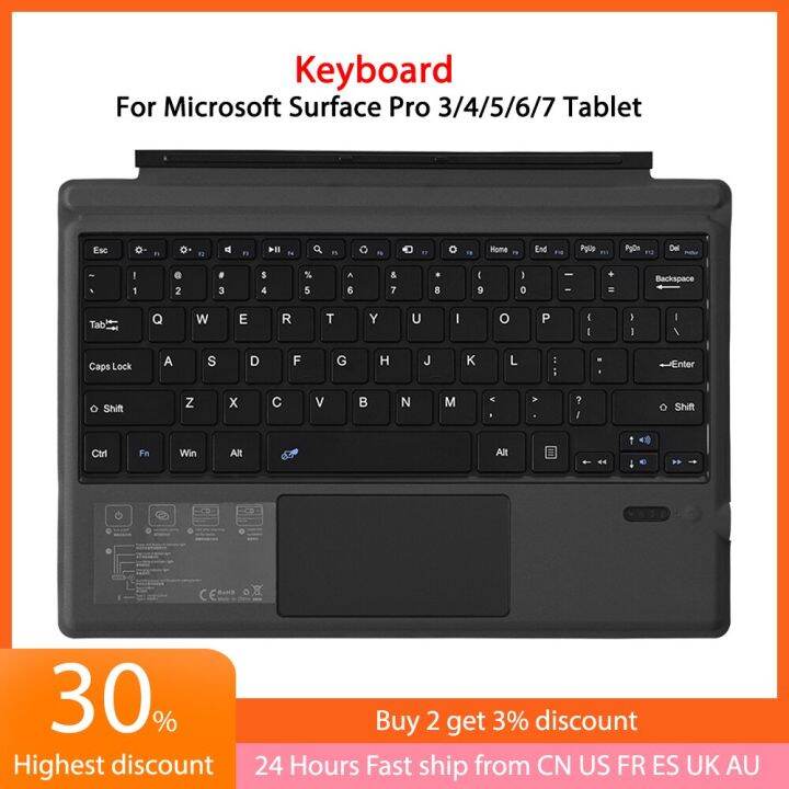 Portable Keyboard For Microsoft Surface Pro 3/4/5/6/7 Tablet Wireless 3