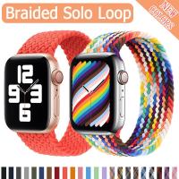 Braided Solo Loop สำหรับ Apple Watch Ultra Band 49มม. 45มม. 44มม. 40มม. 38มม. 41มม. 42มม. ผ้าไนลอนเข็มขัดสร้อยข้อมือสำหรับ Apple Watch Series 8 7 SE 6 5 4 3 2 1สายคล้องคอ