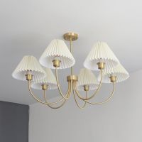 [COD] American-style living room simple retro full copper fold chandelier light luxury bedroom study brass lamps