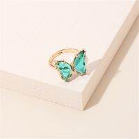 SUBEI Gifts Acrylic Jewelry Candy Color Butterfly Ring ashion Accessories Party Metal Girls AdjustableMulticolor