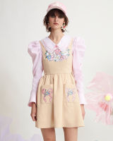 Wila-Riley Overall Dress เดรสเอี๊ยมผ้าcotton-linen ปักลายดอกไม้