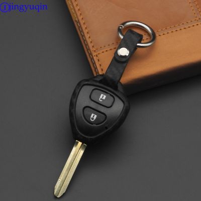 dfthrghd Carbon Fiber Silicone Car key Cover Case Shell Remote Fob keychain for Toyota Camry Corolla Avalon Venza Hilux Vitz Rav4 Hollder