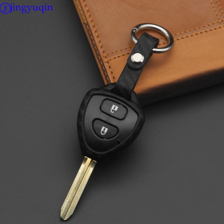 dfthrghd-carbon-fiber-silicone-car-key-cover-case-shell-remote-fob-keychain-for-toyota-camry-corolla-avalon-venza-hilux-vitz-rav4-hollder