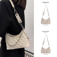 Summer high-end niche white rhombic small bag women 2023 new commuter bag large-capacity chain shoulder bag 【BYUE】