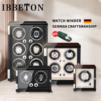 IBBETON Luxury Automatic Watch Winder Mabuchi Mute Motor 1 2 4 6 Wood Vertical Quad Rotator With AC Power Watch Box LED Lights