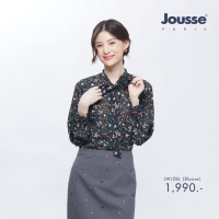 Jousse Business Shirt เสื้อเชิ้ต แขนยาว เนื้อผ้าชีฟองพิมพ์ลายดอกไม้สีสันสดใส เสื้อแขนยาว เสื้อผ้าผญสวยๆ เสื้อแฟชั่น เสื้อแฟชั่นผญ (JWJ2BL)