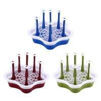 Detachable Flower 6 Cup Drainer Cup Drying Rack Stand with Drain Tray and Cup Washing Brush Non-Slip Mugs Storage Dropship