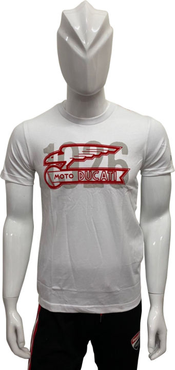 ducatiเสื้อยืดคอกลมผ้าค๊อตตอน100-สีขาว-dct52-003