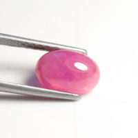 4.15 ct พลอยแดง (ruby Cabochon) สีชมพูอมแดง ทรงไข่หลังเบี้ย