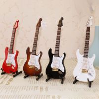 Wooden Mini Electric Guitar Model Musical Instrument Figurine Desktop Office Living Room Home Decoration Accessories