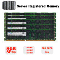 8PCS 8GB Samsung RAM DDR3 1333MHz 1600MHz 1866MHz หน่วยความจำเซิร์ฟเวอร์ PC3L PC3-10600R PC3-12800R PC3-14900R 240Pin REG ECC DDR3 = 1.5V DDR3L = 1.35V RAM หน่วยความจำที่ลงทะเบียนสนับสนุน Workstation/X58/X79 Server