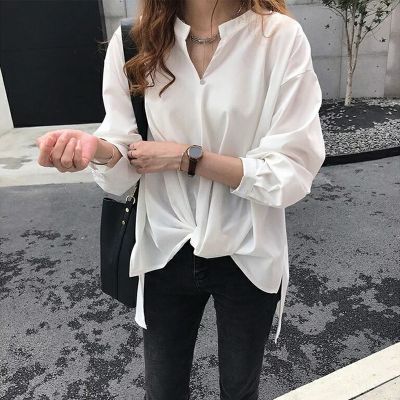 WomenS Korean Style Simple Temperament Chiffon Shirt Female Long Sleeve Loose Shirt