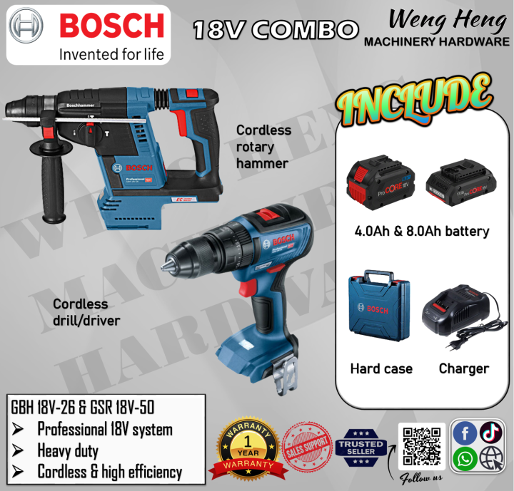 Bosch Professional Combo of Cordless SDSPLUS Rotary Hammer + Cordless