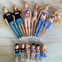 30cm Family Doll Movable Body Mom Dad Ken and Kids 4 Dolls Set Play House Toy 1/6 Barbies Doll Toy for Girls Boys Birthday Gift