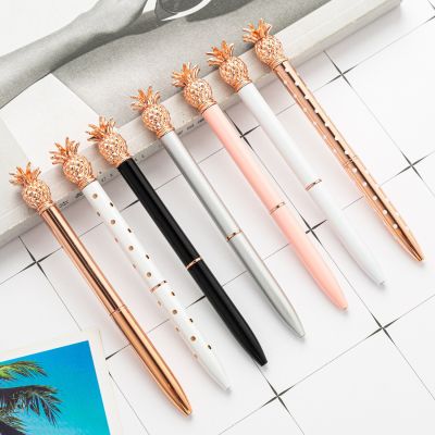 LOLO Creative Pineapple Decoration Ballpoint Pens Metal Pen Office Gadgets School Teacher Gift Wholesale Stationery To Resell Pens