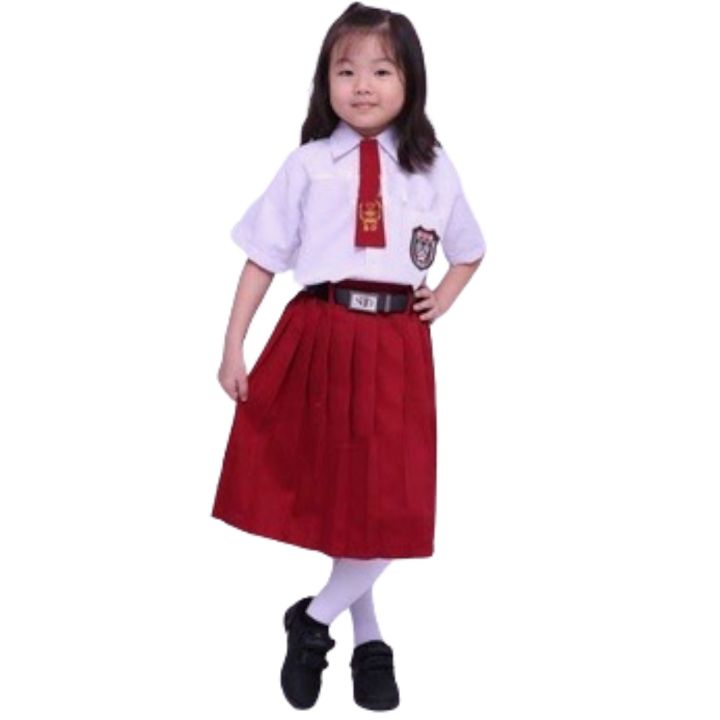 Free Ongkir Cod Seragam Sekolah Sd Baju Pendek Rok Pendek Perempuan