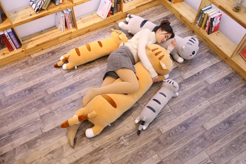 130Cm Cute Soft Long Cat Pillow Plush Toys Stuffed Pause Office