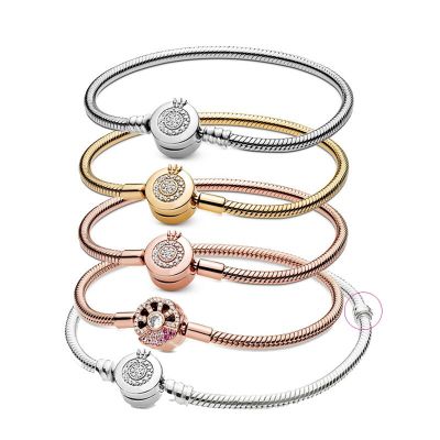 Full Diamond Buckle Popular-Style Silver Rose Gold Snake Bracelets For Women Charm Beads For Jewelry Making 2023 Trend
