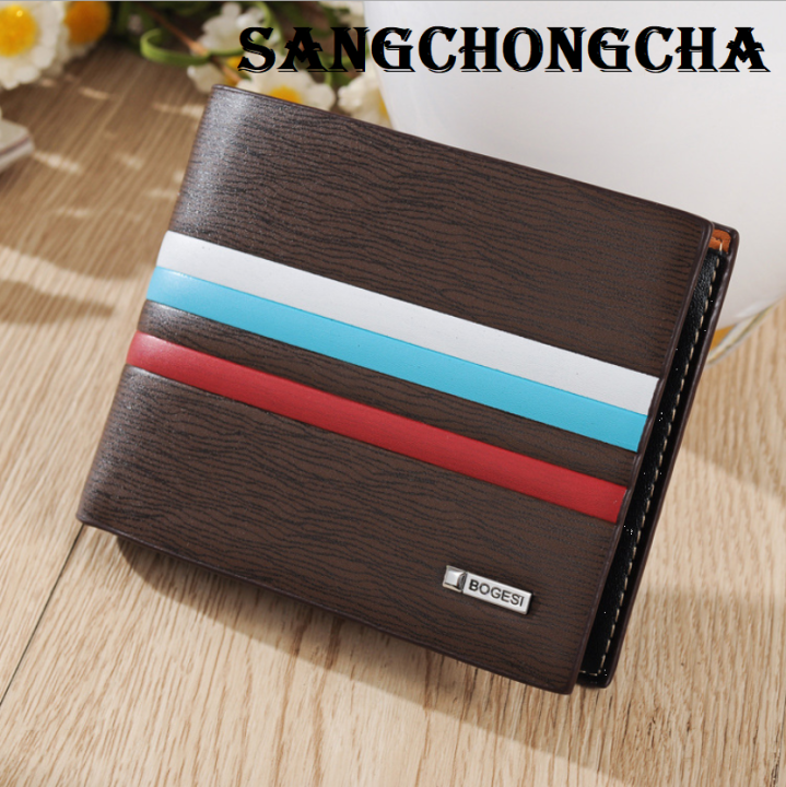 sangchongcha-bgh02-black-or-brown-กระเป๋าสตางค์-หนังpuคุณภาพสูง-กระเป๋าตังค์-สไตล์เกาหลี-กระเป๋าสตางค์พับ-ช่องบัตร11ช่อง