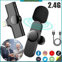 Portable Wireless Microphone Mini Microphone 2.4G Mini Wireless Clip-on Lapel Lavalier Mic Microphone Lightning Port for iOS Device