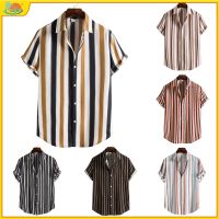 CODLi Ji 2021 Kemeja Lelaki Men S Shirts Men Shirt Kain Batik Holiday Short Sleeve Shirts Summer Combination Stripe Shirt Men Printing Mens Tops