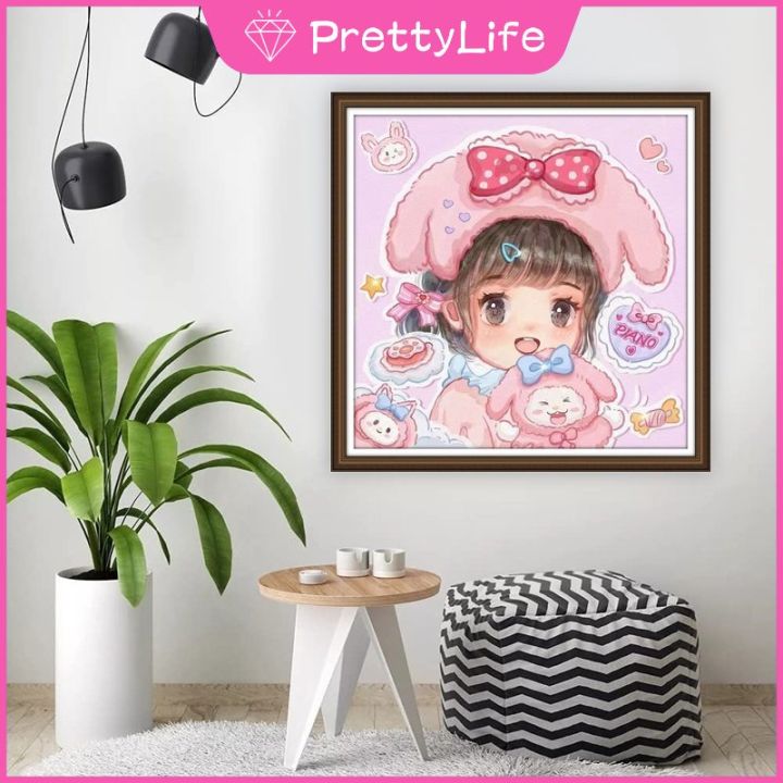 pl-hello-kitty-girl-5d-diy-ภาพวาดเพชร-kuromi-และ-stitch-ของขวัญน่ารักสำหรับตกแต่งบ้าน30x3-0ซม-40x4-0ซม-50x50cm