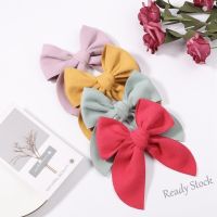 【Ready Stock】 ✑☂ C18 1 Pc Fashion Girls Flannel Handmade Big Bow Hairpin Soft Clips Hair Accessory