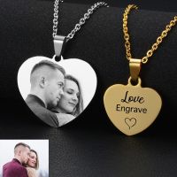 Custom Photo Necklace for Women Heart Stainless Steel Pendant Personalized Engraved Picture Photos Name Lovers Christmas Gifts