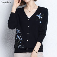 Embroidered Floral Cardigans Sweater Women New Autumn Spring Long Sleeve Knitted Sweaters Single-breasted Cardigan Women