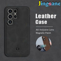 Jingsanc เคสหนังปลอกสำหรับ Samsung Galaxy S23 5G/S23 + 5G S23 Plus 5G/S23 Ultra 5G/5G เคสโทรศัพท์ธุรกิจหนังแกะหรูหราซิลิโคนนิ่ม TPU กันกระแทก A36-1ฝาปิดด้านหลังเลนส์รวมทุกอย่าง