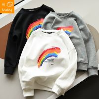 Childrens Cotton Round Neck Sweatshirt Boys and Girls Loose All-match Long-sleeved Top Childrens Spring and Autumn Childrens Clothing