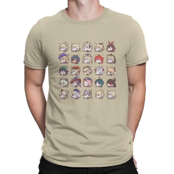 genshin-impact-game-mens-t-shirt-chibi-nerdy-characters-individuality-t-shirts-male-graphic-printed-camisas-man-t-shirt