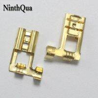 50pcs 6.3 Crimp Terminal 6.3mm Flag Type Uninsulated Spring Connector Right Angle Female Cold Terminal