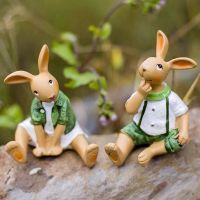 Creative Rabbit Childrens Room Decoration Cartoon Home Outdoor Decoration Simulation Animal Resin Crafts Pastoral Style Statues