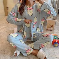 New arge size autumn winter womens home service post natal breast feeding pajamas Maternity Nursing Pajamas Suits Cute Cartoon