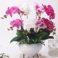 1pc Phalaenopsis 2 Forks 9 Heads Artificial Flower Bouquet / Phalaenopsis 4 Heads Artificial Flower Bouquet Home Garden Hotel Party Tablecloth Decoration