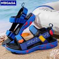 Summer Beach Boy Children Sandals Fashion Shoes Lightweight Non-slip Soft Bottom Shading Leather Boys Comfortable