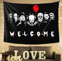 Halloween Tapestry Poster Wall Decor Horror Movie Tapestry Aesthetic Kawaii Room Decoration Bedroom Welcome Carpets Sofa Blanket