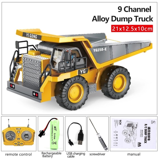 9ch rc dump truck machine 1 24 simulation alloy&plastic child electric toy - ảnh sản phẩm 1
