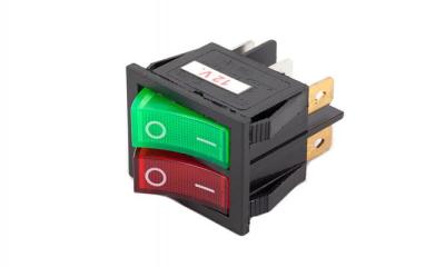 Rocker switch SPST x2 with RED/GREEN indicator lamps - COSW-0234