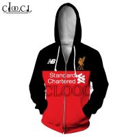 hx liverpool football club เสื้อกันหนาวแขนยาวมีฮู้ดพิมพ์ลาย 3 d มีซิป