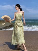 【HOT】▼♧✿ Womens Fashion Print Beach Pleated Sleeveless Backless Evening Dresses