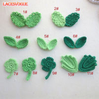 60PCSlot Handmade woolen Yarn Crochet Knitted Leaves applique Patchwork DIY needlework sewing accessories Cloth paste 380
